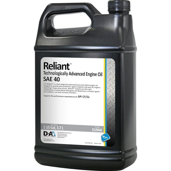 D-A Lubricant Co D-A Reliant Heavy Duty Engine Oil SAE 40 - 4/1 Gallon Jug Case 51944 - main